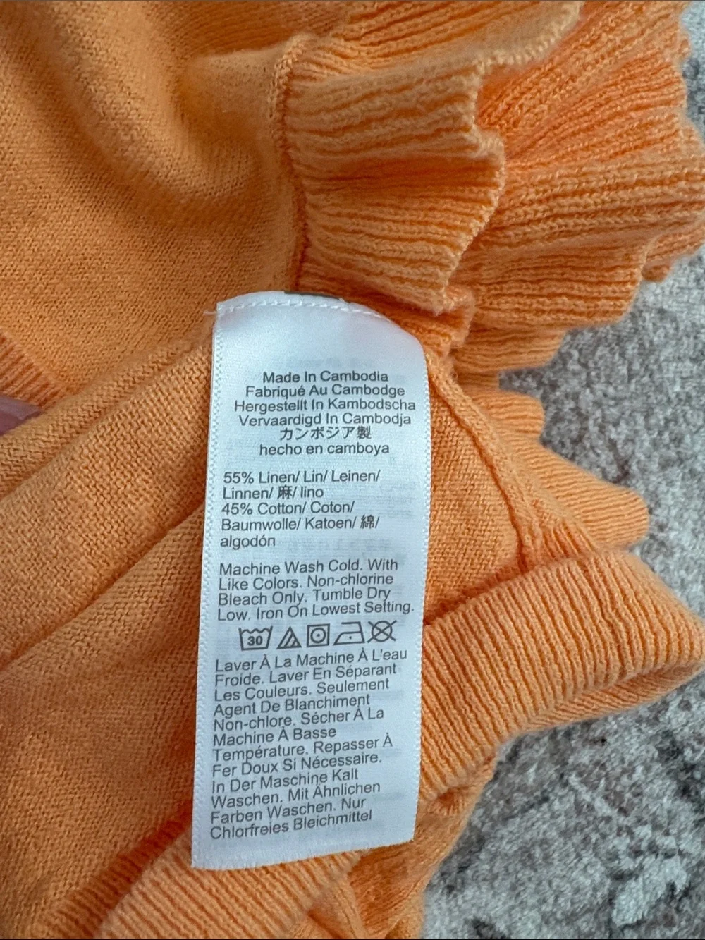 J. Crew Peach Orange Ruffle Sleeve Knit Tank
